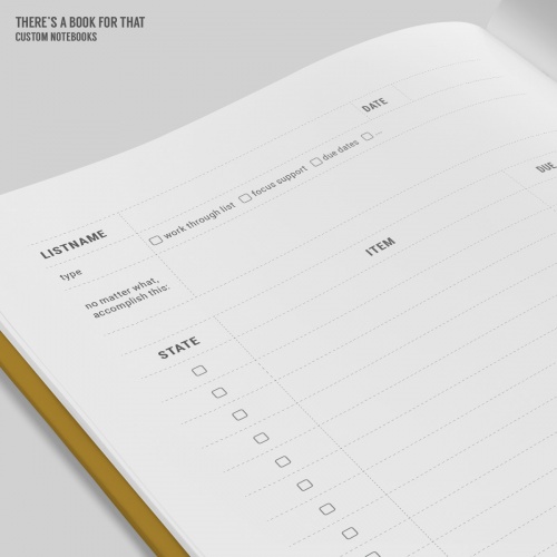 A lists notebook for your daily life, to do lists and shopping lists. This make you more organised, more efficient. Lists are easy to scan for information… and you always know how much is left.